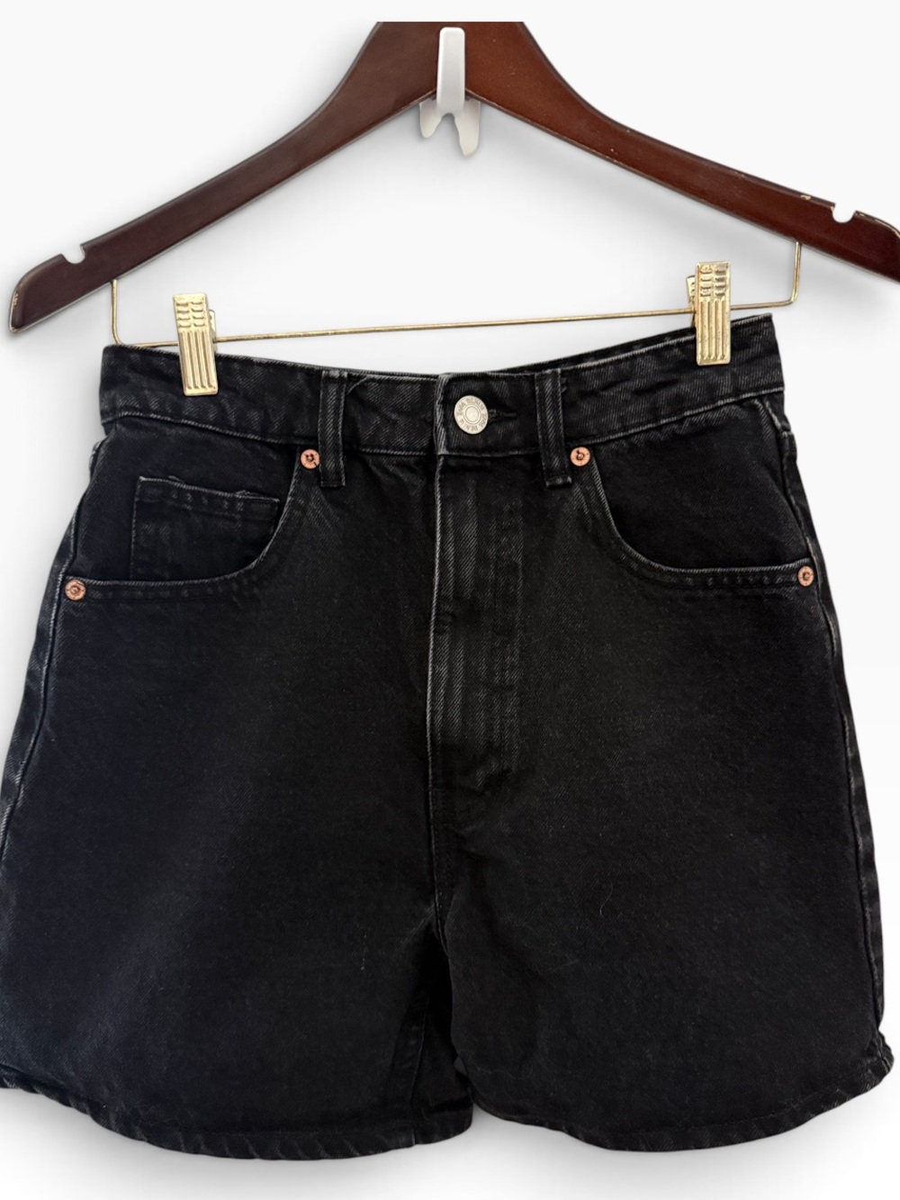 Zara Black High-Rise black Denim Shorts